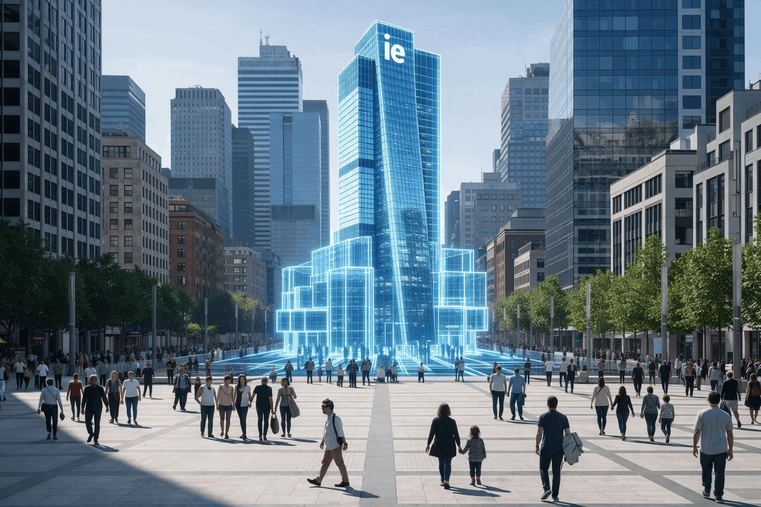Reunião do consórcio europeu AI4Gov-X na IE Tower em Madrid com representantes do Técnico+